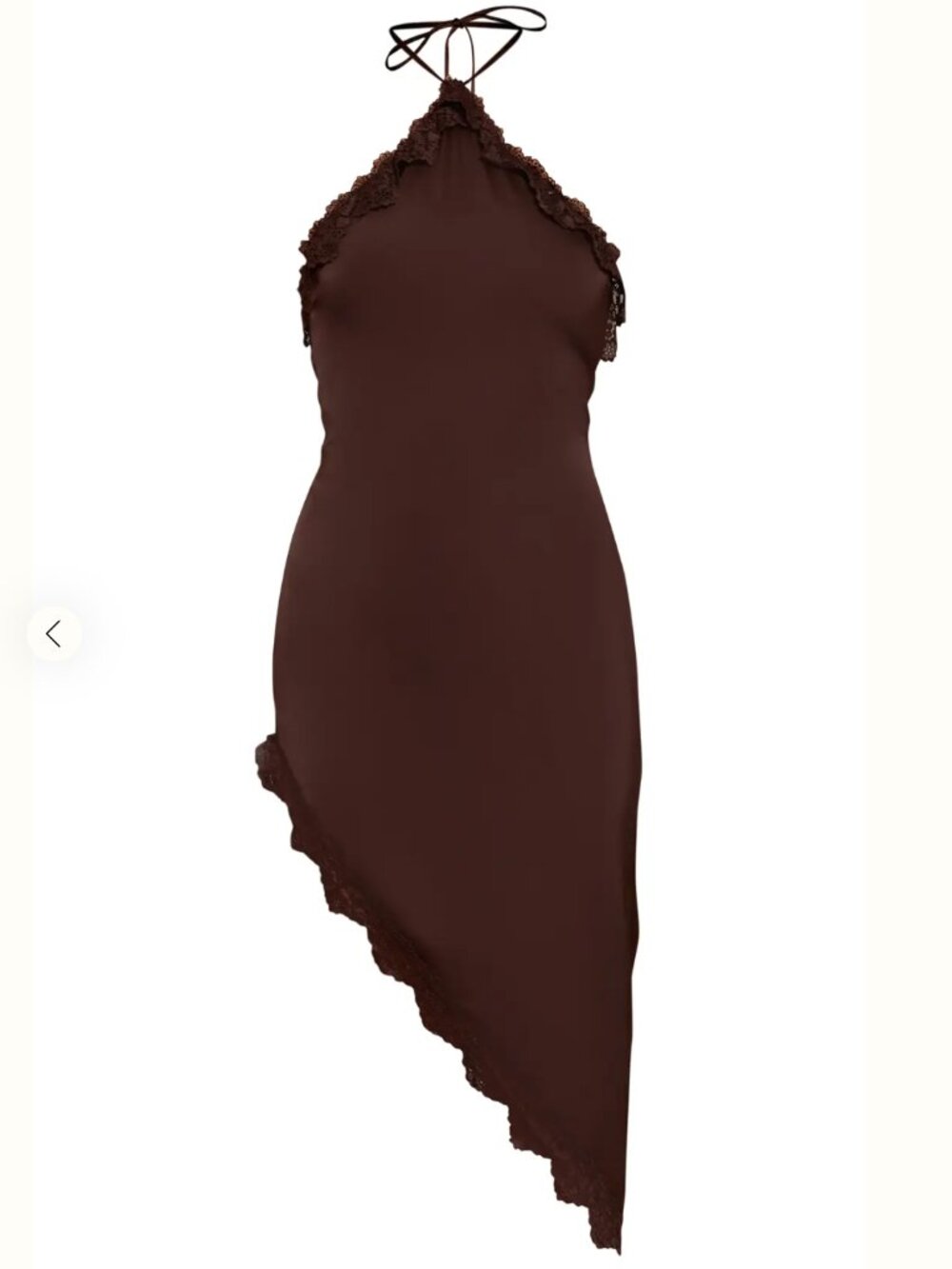 Brown Lace Trim Slip Dress